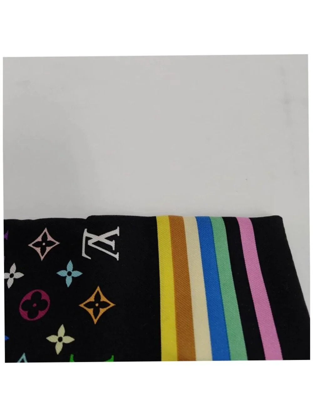 Authentic Louis Vuitton Multicolor Monogram Silk Bandeau Scarf